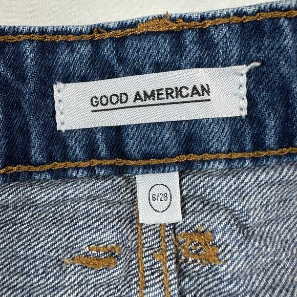 Good American Shorts Womens 28 Blue255 Good Vintage Cutoff Distressed Denim Jean - Picture 5 of 12